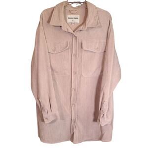 Reserve Fairfax Corduroy Shirt Dress Women Medium Oversized Pink Pocket Casual